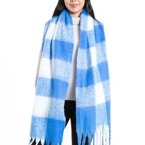 Blue and White Checkered Scarf - Size Medium